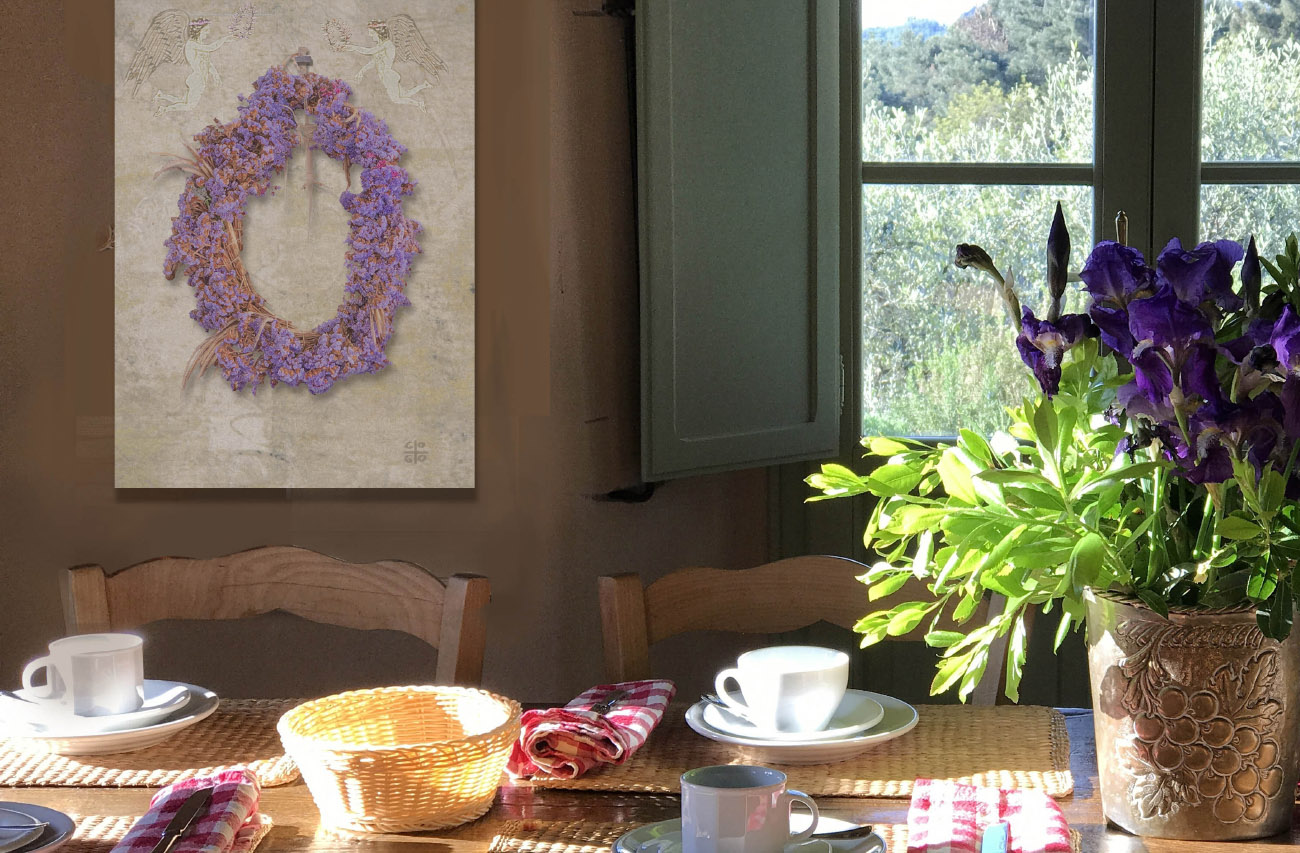 Amaranth wreath with loves