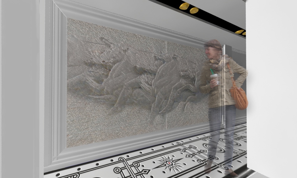Floor design - "horses attack" mural