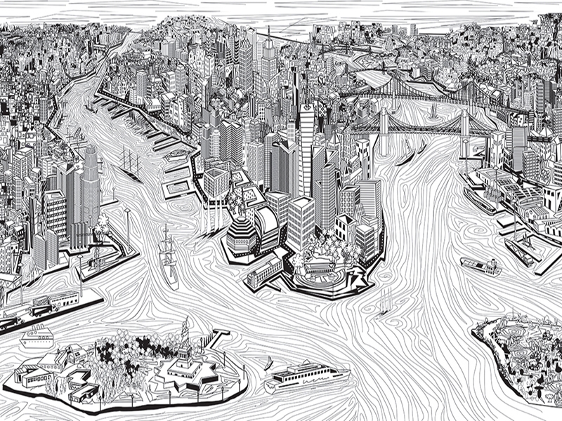 Visual art -NYC -South west view - mural, canvas