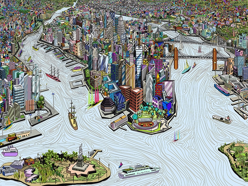 Visual art -NYC -South west view - mural, canvas